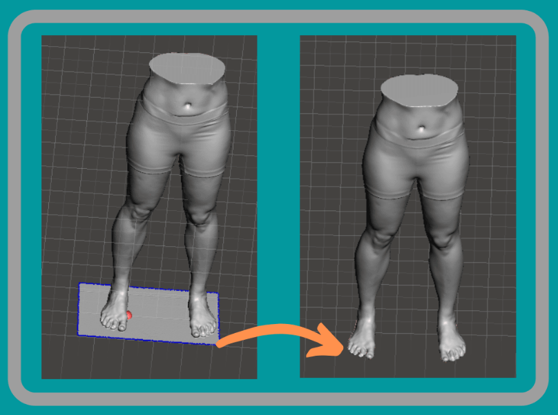 Remove the floor/platform at the bottom of the scanned model