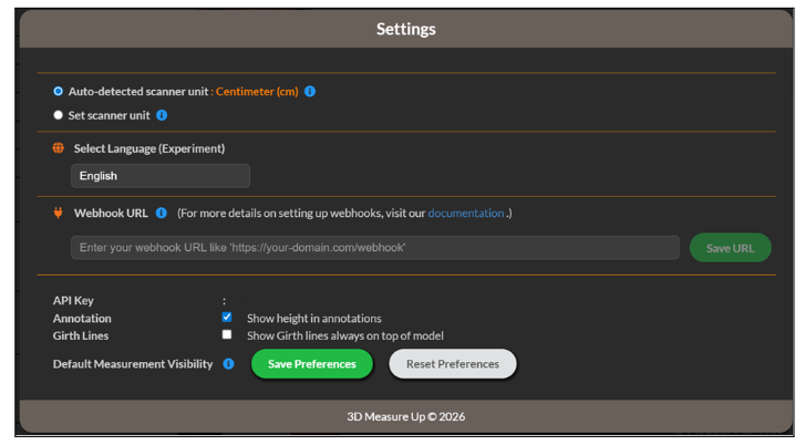 Configure the Webhook in 3D Measure Up